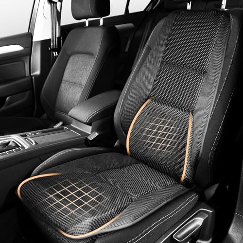 Car Seat Cushion - Memory Foam Car Seat Pad with Breathable Mesh, Relief Back Pain, Universal Fit, Easy to Install, Cushion Set for SUV/Truck Etc– Black