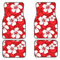 Delerain Hibiscus Flowers 4-Piece Car Floor Mats Front and Rear Rubber Backing Carpet, Auto Foot Mats All Weather Universal Fit Car Decor Accessories Fit for SUV, Vans, Sedans, Trucks