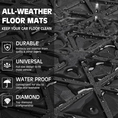 CAR PASS Dazzle Colour Change Car Mats Diamond Floor Mats Full Set Anti-Slip 3D Rhombus Waterproof Universal Trim Fit Liner Glitter Crystal Sparkly Shining Rhinestone Girl Women SUV Sedan Van Colorful - color: Bedazzed Diamond
