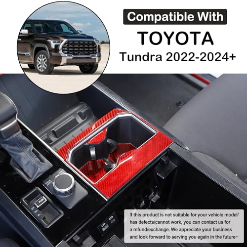 Car Front Seat Central Armrest Cup Holder Cup Panel Trim Sticker Compatible with Toyota Tundra/Sequoia 2022-2024 Real Carbon Fiber Center Console Cup Holder Decorative Frame Protect Cover Accessories - size: Central Control Cup Holder Panel Trim
