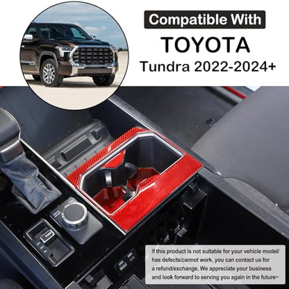 Car Front Seat Central Armrest Cup Holder Cup Panel Trim Sticker Compatible with Toyota Tundra/Sequoia 2022-2024 Real Carbon Fiber Center Console Cup Holder Decorative Frame Protect Cover Accessories - size: Central Control Cup Holder Panel Trim