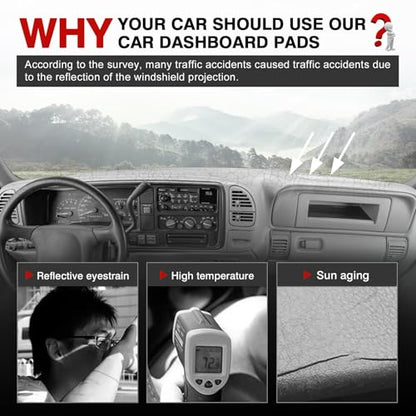 Autorder Dashboard Cover Mat for 1997-2000 Chevy Chevrolet Silverado/GMC Sierra C1500 C2500 C3500 K1500 K2500 K3500, 1997-1999 GMC Yukon/Chevy Tahoe Accessories Dash Cover Flannel Dash Mat Protector - size: Black 1997-2000 Silverado