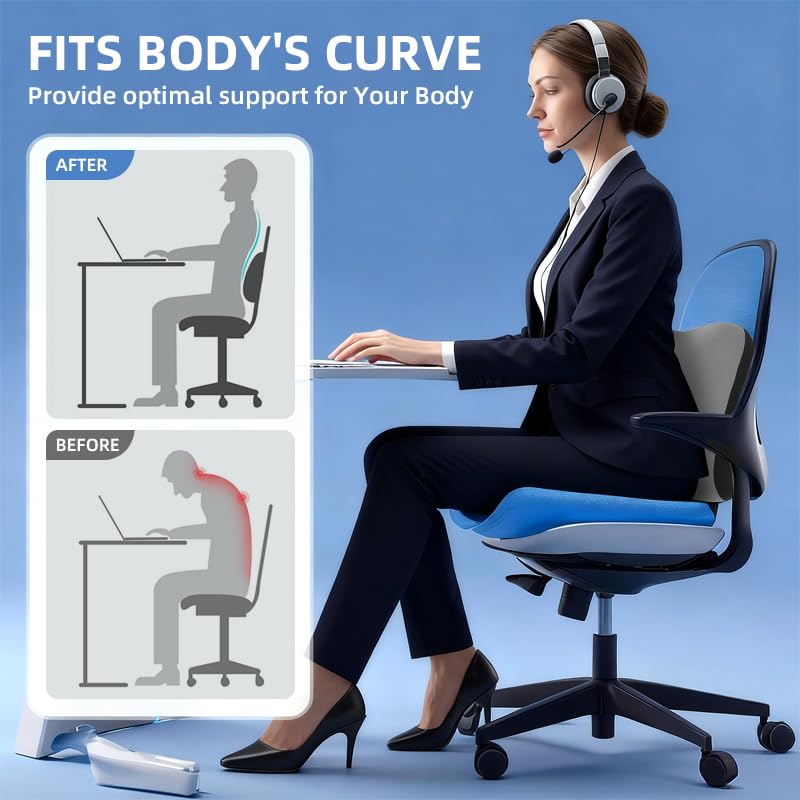 Lumbar Support Pillow for Office Chair, Memory Foam Lumbar Pillow for Lower Back Pain Relief (xiaoyaokaoGrey) - color: Xiaoyaokaogrey