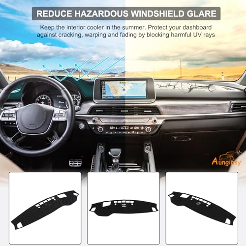 Aunginsy Dashboard Cover Mat Compatible with Kia Telluride 2020-2022 SUV Dashboard Dash Cover Nonslip Black Mat Sun Pad Dash Carpet Sunshade Glare UV Rays Protector Car Interior Accessories-with HUD - color: Black(With HUD)