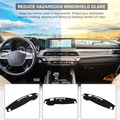 Aunginsy Dashboard Cover Mat Compatible with Kia Telluride 2020-2022 SUV Dashboard Dash Cover Nonslip Black Mat Sun Pad Dash Carpet Sunshade Glare UV Rays Protector Car Interior Accessories-with HUD - color: Black(With HUD)