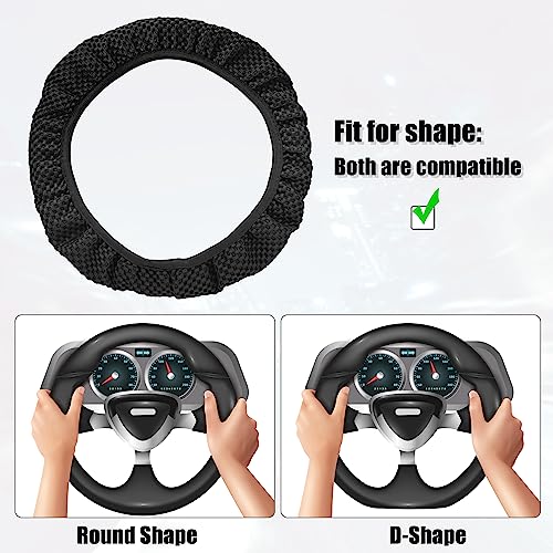 X AUTOHAUX Steering Wheel Cover Universal Elastic Stretch Antislip Breathable Microfiber Ice Silk Interior Trim Wheel Protector for Car Truck SUV Black - color: Black