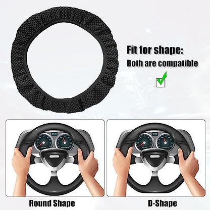 X AUTOHAUX Steering Wheel Cover Universal Elastic Stretch Antislip Breathable Microfiber Ice Silk Interior Trim Wheel Protector for Car Truck SUV Black - color: Black