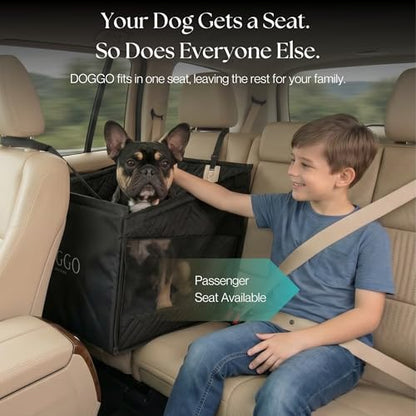 Dog Car Seat Cover with Hard Bottom – Back Seat Extender for Dogs Up to 35 lbs, Waterproof Non-Slip Hammock, Rigid Reinforced Base with Triple Security System, Storage Pockets, fits Cars SUVs Trucks