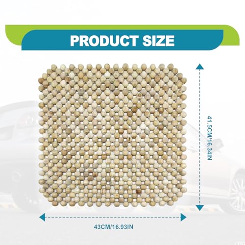 Four Seasons Natural Wood Beaded Car Seat Cushion, Auto Ventilated Breathable Seat Cushion, Seat Pad Mat Comfy Cool Massage Car Seat Cushion for Truck, RV, Pickup