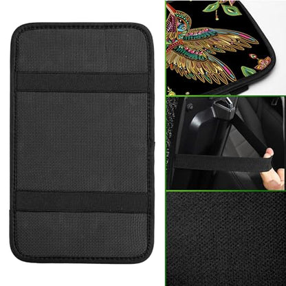 Universal Auto Center Console Pad and 2Pcs Car Coasters Set, Anti Slip Soft Neoprene Car Armrest Seat Box Cover Protector Universal Fit - Car Interior Accessories, Hummingbird Flower - color: 491