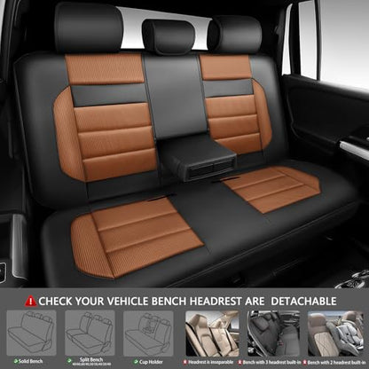 CAR PASS Memory Foam Seat Covers Full Sets, Airy Cool Mesh Thick Car Seat Covers, Leather Car Seat Covers 5 Seats Airbag Compatible, Universal Automotive Comfort for Most Cars, Trucks, SUV, Brown - color: brown