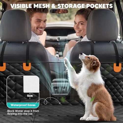 Dog Car Seat Cover for Back Seat with Hard Bottom, Ultra Thick Hard Bottom Waterproof Back Seat Extender for Dogs,Dog Hammock Dogs Bed for Cars, SUVs,Pet Seat Cover for Back Seat Holds 400lbs