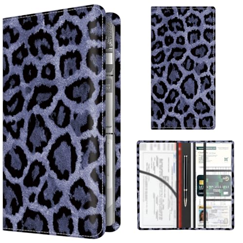 Premium Car Registration and Insurance Card Holder, Cute PU Leather Car Document Holder, Vehicle Glove Box Car Organizer with Magnetic Closure for Driver License, Cards Cool Leopard - color: Cool Leopard