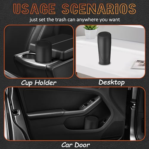 Car Trash Can with Lid, Leakproof Garbage Can with 40 Attached Trash Bags, Mini Essential Car Accessories for Interior for Car, Home, Office (Black) - color: Black
