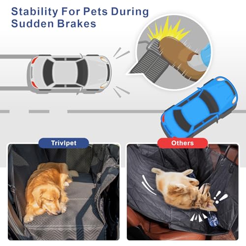 Dog Car Seat Cover for Back Seat - Back Seat Extender for Dogs with Hard Bottom, Supports 400 lbs, Thick Sponge, Waterproof, Hammock Backseat Protector for Pet, Car, Truck, SUV, Black