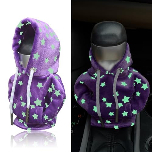 Gear Shift Hoodie Cover, Universal Car Shift Knob Hoodie for Auto Shifter, Automotive Interior Decoration Accessories Star, Automotive Interior Cute Gadgets, Purple