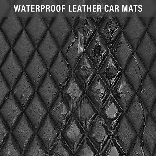 CAR PASS Bling Leather Car Mats Shining Diamond Floor Mats Crystal Rhinestone Sparkly Glitter Carpet Anti-Slip Waterproof Pad Universal Fit Automotive SUV, Sedan, Van, 5pcs Girl Women, Black Silver - color: Black Leather White Diamond