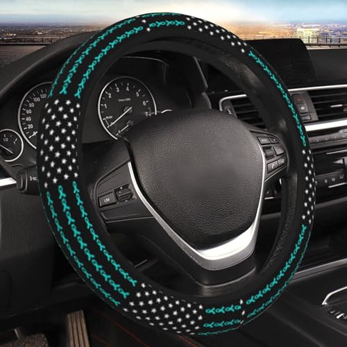 America Flag Fight Scleroderma Awareness Breathable Neoprene Steering Wheel Cover - Anti-Slip Floral Design Universal Fit for Cars/Trucks/Suvs (14.5"-15" Inch) - color: America Flag Fight Scleroderma Awareness