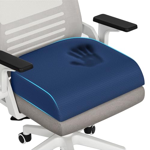 TranquilRelax XLarge Seat Cushion, Memory Foam Cushion for Long Sitting Hours on Office Chair, Home & Car, Non-Slip Chair Pad for Relieving Back & Sciatica & Hip & Coccyx Pain (Blue) - color: Blue, size: X-Large