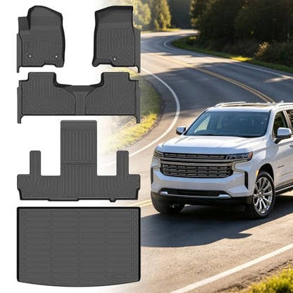 Floor Mats for Chevy Suburban 2021-2026, Suburban Floor Mats 7 Seats (2 Row Bucket Seats), for Cadillac Escalade ESV Bucket, for GMC Yukon XL Bucket (ONLY XL), TPE Non-Slip Summer Winter - style: 14)2021-2024|Suburban 7seats/2021-2024|Yukon XL Bucket/2021