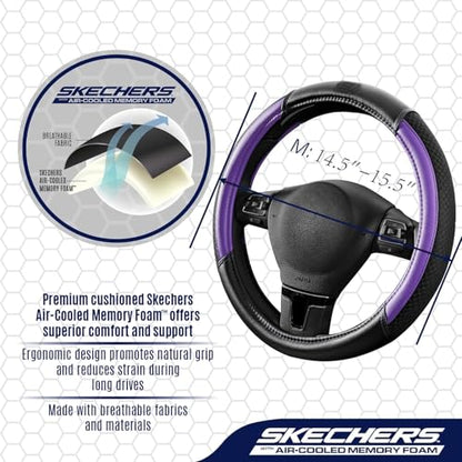 Skechers Air-Cooled Steering Wheel Cover,Leather Car Steering Wheel Cover Universal Fit 14" 1/2-15" Car Wheel Protector for Men Women Fit Suvs,Vans,Sedans,Car,Trucks,Purple - color: Purple