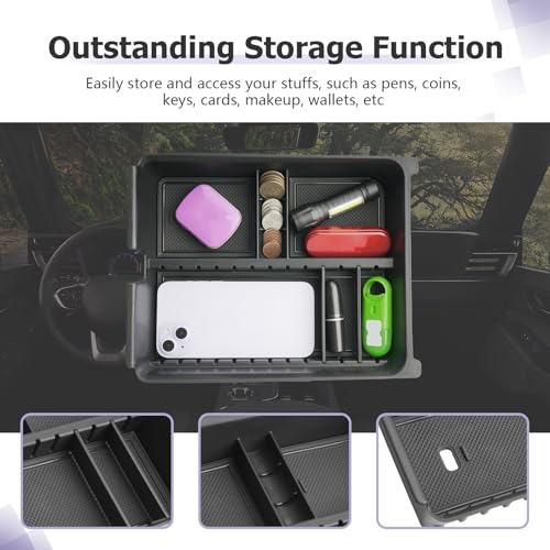 LUWU 2026 Passport Center Console Organizer Compatible with 2026 Honda Passport RTL/TrailSport Accessories ABS Armrest Storage Box Tray Organizer Insert Tray w/Adjustable Partitions
