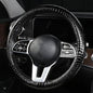 Luxury Crocodile Texture Glossy Leather Car Steering Wheel Cover, New Universal 15 Inch Vehicle Steering Wheel Cover for Cars, Trucks, Suvs, Pickups Interior Accessories (Black) - color: Black