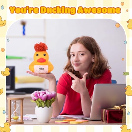 Civaner 7 Inch Emotional Giant Rubber Duck with Positive Message Thank You Gifts Motivational Rubber Duck Gift for Desk, Office, Home Decor Graduation(Who You are) - style: Who You Are