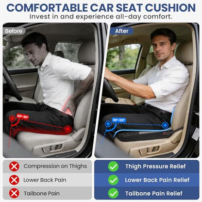 Car Seat Cushion for Driving, Driver Seat Pad with Honeycomb Message Dots - Ergonomic Auto Car Seat Pillow for Long Drives, Office Chair, Truck, Wheelchair - Coccyx & Lower Back Pain Relief - Black
