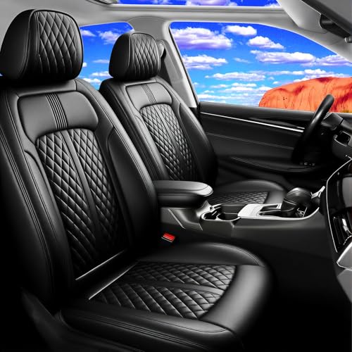 Fit Taurus Car Seat Covers (Front Pair) for Select Ford Taurus 2002-2019, Premium Full Coverage Leather, Airbag Compatible, Waterproof All Weather Breathable Seat Protector, Black - color: Front Pair【Black #01】, size: Fit for Ford Taurus