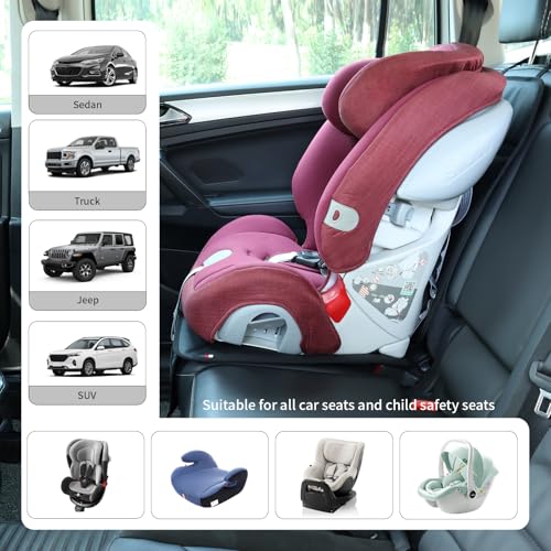Viaviat Car Seat Protector Leather Waterproof Child Safety Seat Protector Cover with Thick Pad and 2 Large Pockets Durable Kick Mat for All Auto Seat (Black) - color: black