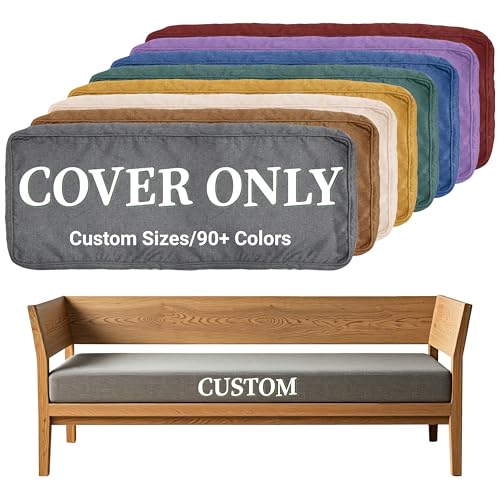 ColourTree Custom Size Cushion Cover, Slipcover Replaceable Bench/Chair Cushion Cover, Furniture/Window Seat Cover, 100+ Colors/Fabrics Can Choose (Custom Size Cover Only) (1 Inch Thick)