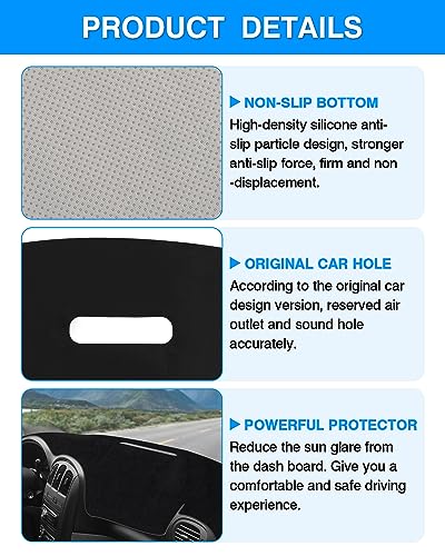 Autorder Dashboard Cover Mat for 2001-2007 Dodge Caravan/Grand Caravan/Chrysler Town Country Accessories Dash Cover Flannel Dash Mat Protector (Without Raised Display w/o Sensor) - size: 2001-2007 Dodge Caravan
