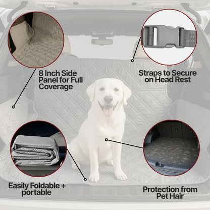 Formosa Covers Dog Cargo Liner for SUV, Gray, 68" W x 93" L | Heavy Duty Quilted and Padded Mat, Covers Trunk Back Area, Hair Easily Shakes Off, Universal Fit - color: Grey
