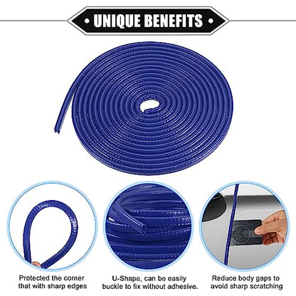 Vehicle Door Edge Guard, 16.4ft U Shape Rubber Edge Trim Seal Strip Protector Universal for Car Truck ATV Boat Multifunctional No Glue PVC Iron Blue - color: Blue