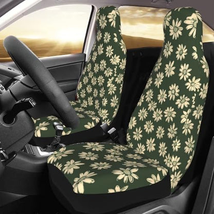 Car Seat Cover Sage Green Daisy Bucket Seat Protection, Easy to Install Seat Covers Cushion for Car Truck Van SUV Hippie Floral Vehicle Cushion Covers Universal Fit - color: Daisy