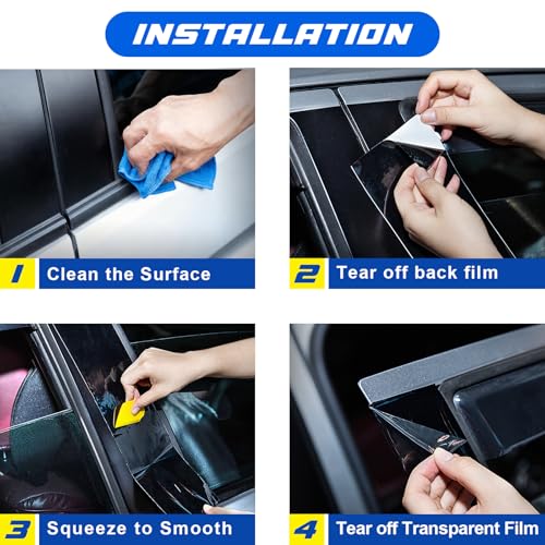 Spurtar Gloss Black Vinyl Wrap 2 Inch x 20ft Satin Black Vinyl Car Tape Adhesive Chrome Delete Automotive Tape for Vehicle Exterior Accessories DIY Car Wrapping Paper Vehicle Door Edge Sticker - size: 2 in x 20 ft
