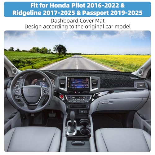 Dash Cover Mat for Honda Pilot 2016-2022 & Ridgeline 2017-2025 & Passport 2019-2025 Non-Slip Dashboard Cover Mat Sunshade UV Rays Protector Interior Accessories - size: Compatible with Pilot 2016-2022