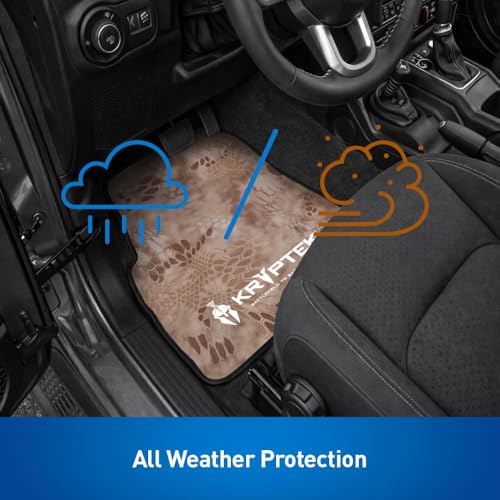 Coverking Universal Car Floor Mats Set of 2 (Front Driver and Passenger) Kryptek Nomad Camo - All-Weather Protection for Mud, Dirt, Rain, Spills, Non-Slip Backing, Fits Cars Trucks SUVs Jeeps - style: Kryptek Nomad