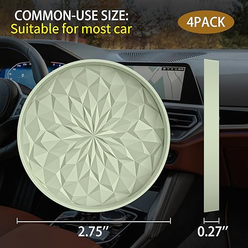 Car Coasters for Cup Holders [4 Pack] - 2.75In Silicone Auto Mug Mats - Universal Non-Slip Recessed Car Interior AccessoriesDesert Sage - color: 4pack-desert Sage