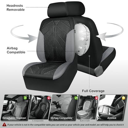 CAR PASS Waterproof Black Gray Car Seat Covers Front Seat Covers Neoprene Wetsuit,All-Weather Non-Slip Durable,Universal Fit for SUV Sedans Trucks Van Automotive,Airbag Compatible,3D Emboss Black Gray - color: Black and Gray, size: Two Front