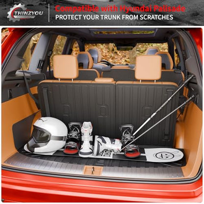 Floor Mats Compatible with 2026 Hyundai Palisade Gas 7 Seats Captain Chairs Cargo Mat Trunk Mat TPE Back Seat Cover Protector Palisade Accessories (Trunk Mat with Backrest Mats+Floor Mats) - style: For Hyundai Palisade 7-Seater | 2026