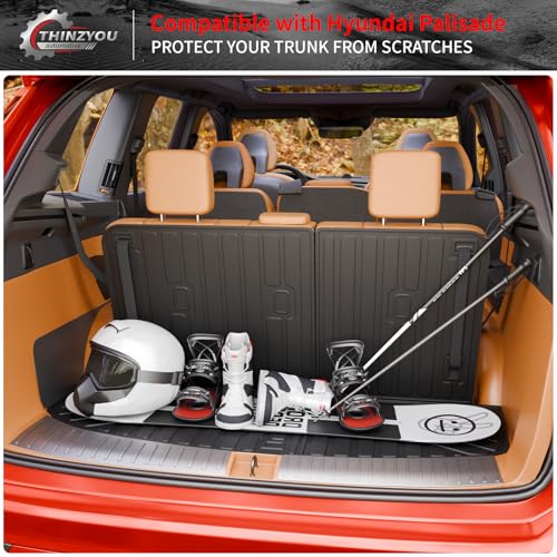 Floor Mats Compatible with 2026 Hyundai Palisade Gas 7 Seats Captain Chairs Cargo Mat Trunk Mat TPE Back Seat Cover Protector Palisade Accessories (Trunk Mat with Backrest Mats+Floor Mats) - style: For Hyundai Palisade 7-Seater | 2026