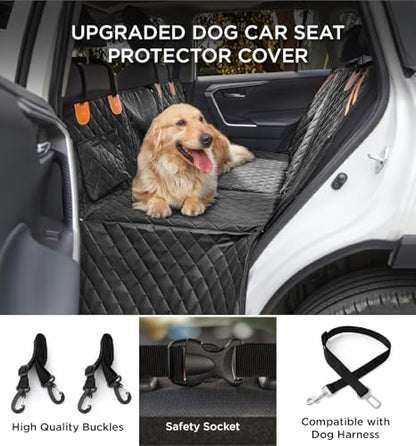 MADE 4 PETS Dog Car Seat Cover for Back Seat - Back Seat Extender for Dogs, Holds 400lbs, Waterproof & Non-Slip Dog Hammock for Car, 8-Layer Hard Bottom with PE Foam, Easy to Install & Clean