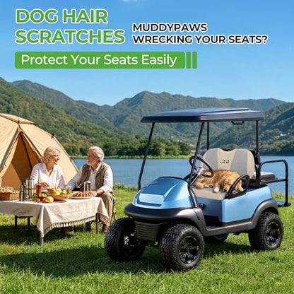 10L0L Golf Cart Seat Covers, Super Comfort Cooler Than Vinyl Seat Cover, Front and Rear Seat Cover for Yamaha EZGO Club Car, No Drilling Breathable Mesh Bench Seat Blanket, Machine Washable - color: Dark Gray + Beige, style: Front Seat - For Yamaha & Club