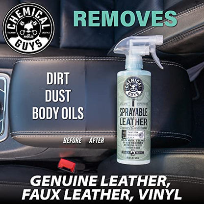 Chemical Guys HOL_113 Leather Lovers Kit for Leather Car Interiors, Furniture, Apparel, Shoes, Sneakers, Boots (Works on Natural, Synthetic, Pleather, Faux Leather and More) (5 Items), 16 oz, Black - size: 16 fl oz (Pack of 1), style: Leather Lovers Kit