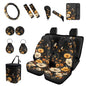 Forchrinse Bee Flower Car Seat Covers 15Pcs Auto Interior Cover Set with Steering Wheel Cover,Armrest Seatbelt Pads,Car Garbage Can,Coaster,Handbrake Gearshift Cover for SUVs Trucks - color: Bee Flower