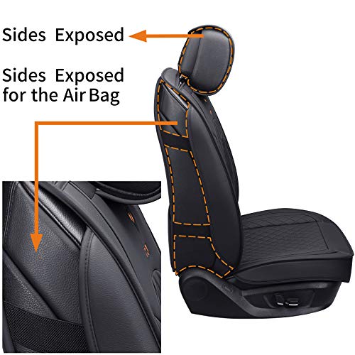 Aierxuan 2 Front Seat Covers for Women Leather Waterproof Universal for Ford Fusion Focus Edge Beetle Kia Soul C300 CC Hyundai Elantra Outlander Lexus ES350 (2 PCS Front, Black) - color: 2 PCS Front/Black