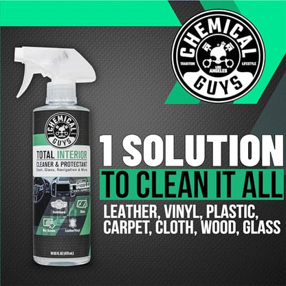 Chemical Guys Total Interior Cleaner & Protectant - New Car Scent, Car Cleaning Spray, Cleans and Protects Leather, Vinyl, Plastic, Rubber, and Glass, Safe for Trucks, SUVs, Jeeps, RVs & More - 16 oz - size: 16 Fl Oz (Pack of 1), style: New Car