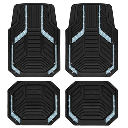 PIC AUTO Car Floor Mats, Light Blue Sparkly Crystal Bling Glitter Car Mats Set, Front and Rear Heavy Duty Rubber Car Mats with Anti-Slip Backing, All Weather, Trim-to-Fit for SUVs, Trucks, Sedan, Vans - color: Light Blue Glitter